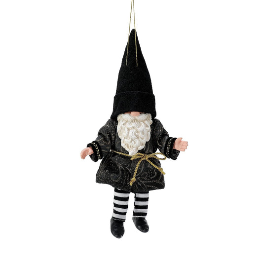 DEPARTMENT 56 POSSIBLE DREAMS HANGING GNOME BLACK & GOLD 20CM