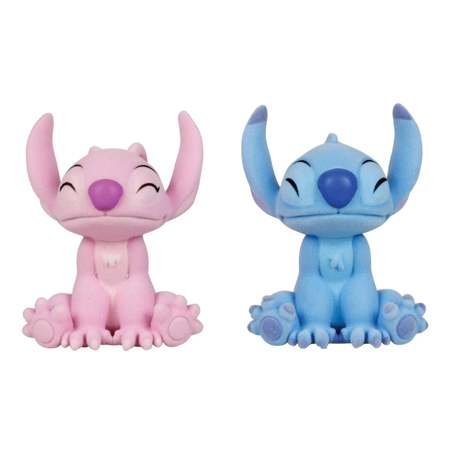 DISNEY GRAND JESTER STUDIOS FLOCKED STITCH AND ANGEL KISSING SET OF TWO