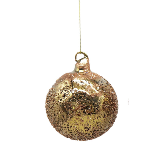 PURE CHRISTMAS HANGING BAUBLE ORNAMENT GLASS SPECKLE COPPER ROUND 8CM