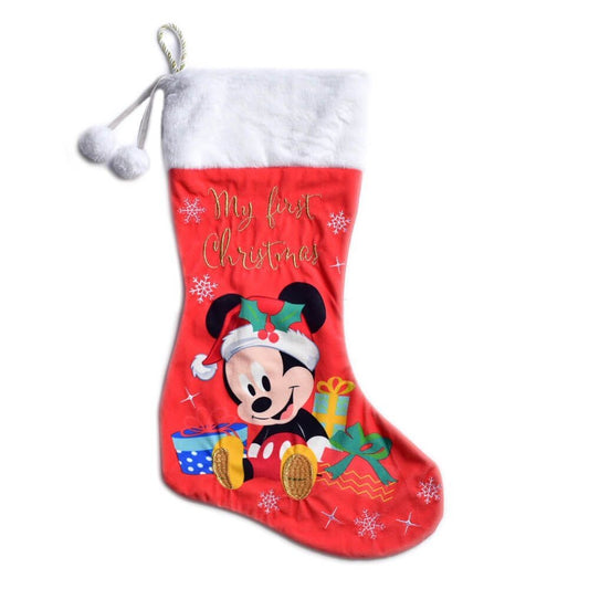 WIDDOP & CO DISNEY CHRISTMAS HANGING STOCKING MICKEY MOUSE "MY FIRST CHRISTMAS" 59CM