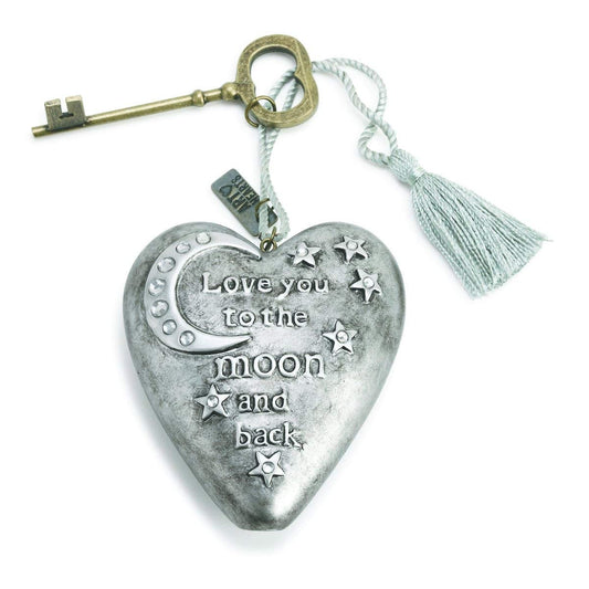 ART HEART LOVE YOU MOON AND BACK SILVER 10CM