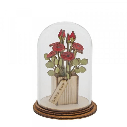 TINY TOWN BY KLOCHE LOVE YOU ROSE FIGURINE IN DOME 8.5CM