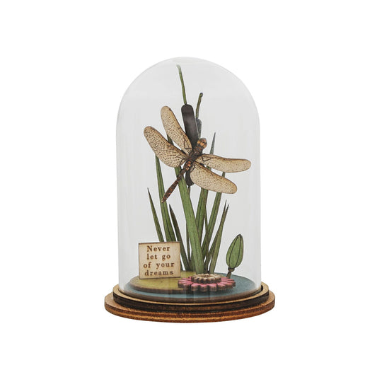 TINY TOWN BY KLOCHE NEVER LET GO OF YOUR DREAMS DRAGONFLY FIGURINE IN DOME 8.5CM
