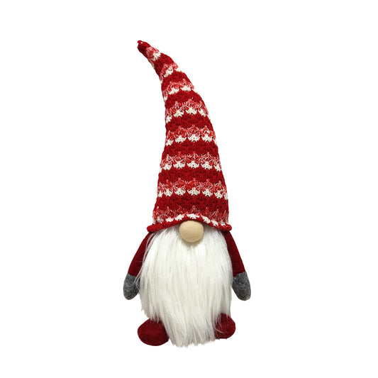 PURE CHRISTMAS FABRIC SANTA GNOME RED WITH WHITE STRIPES 30.5CM