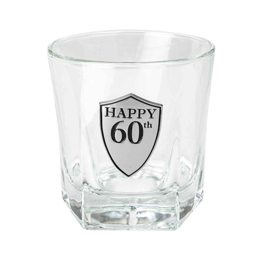 WHISKY GLASS WITH BADGE 210ML 60TH BIRTHDAY