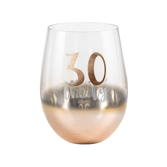 WINE GLASS STEMLESS ROSE GOLD OMBRE 30TH BIRTHDAY