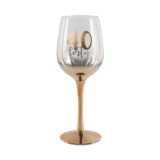 WINE GLASS STEMMED ROSE GOLD OMBRE 40TH BIRTHDAY