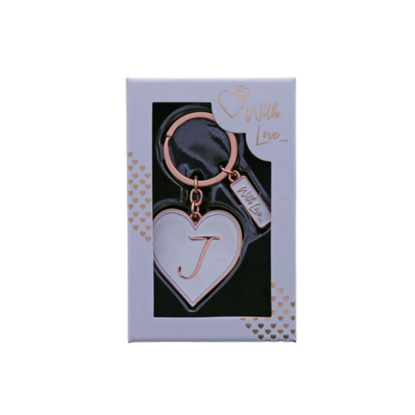 INITIAL KEYRING "J" IN ROSE GOLD