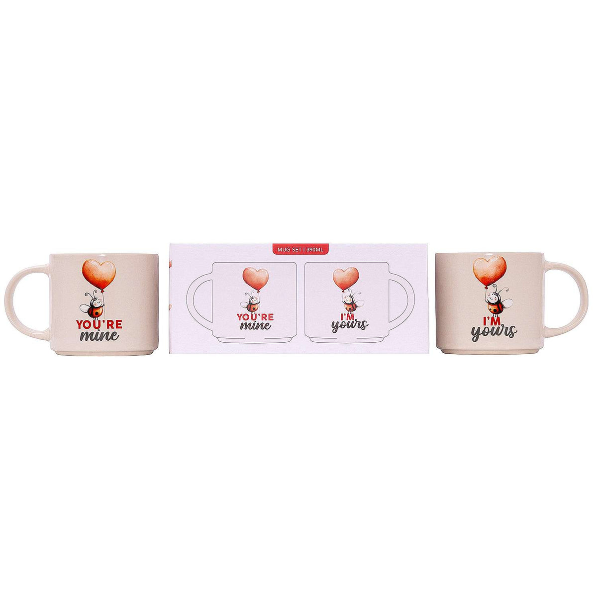 Valentine's Day Love Bugs Mug Set "I'm Yours, You're Mine"