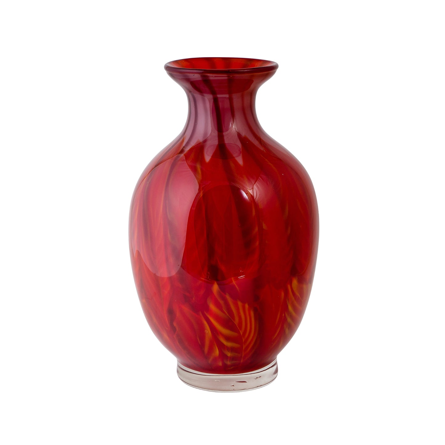 ZIBO ART GLASS VASE BOTTLE SHAPE RED MOULIN