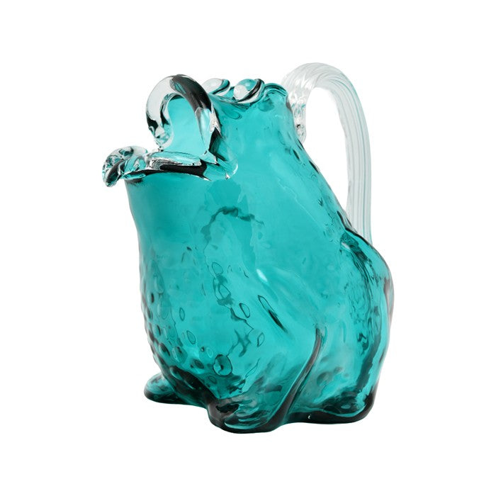 Zibo Art Glass Frog Jug Turquoise Percy