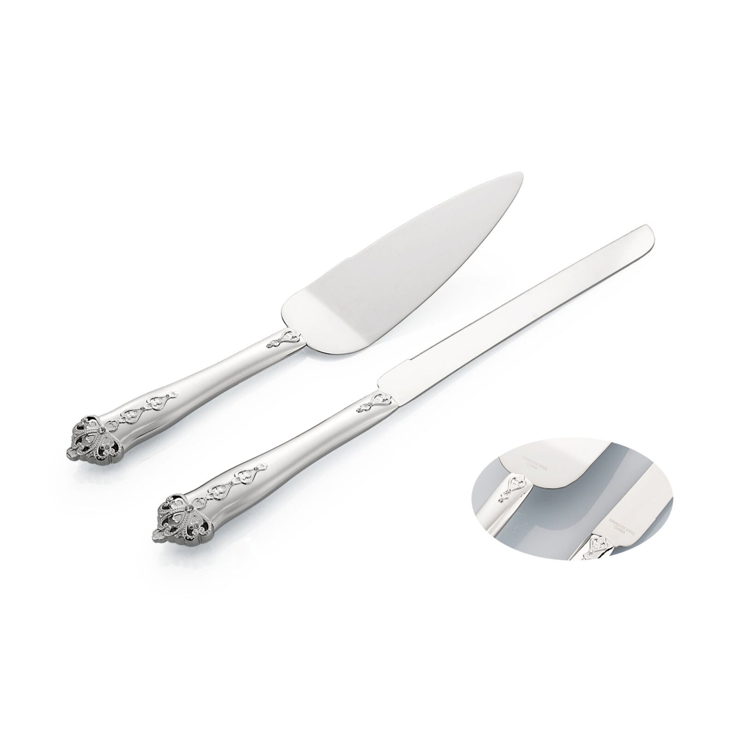 WHITEHILL CAKE KNIFE AND SERVER WITH CRYSTALS SET