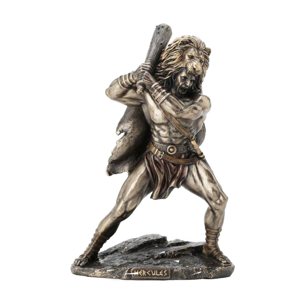 VERONESE DESIGNS BRONZE HERCULES WITH CLUB FIGURINE