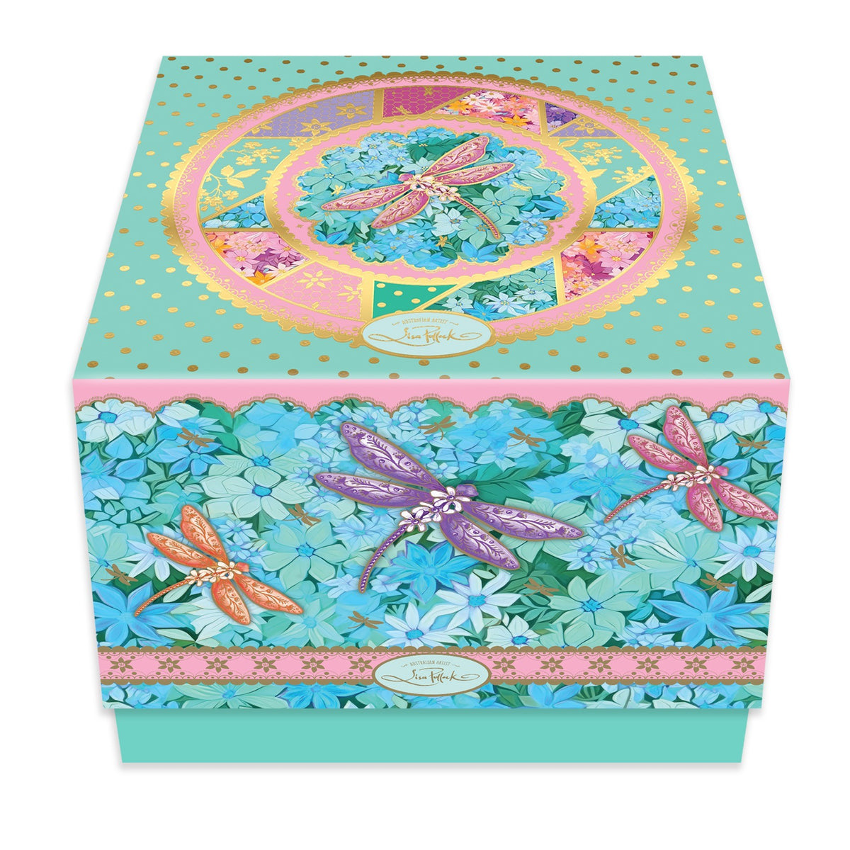 Lisa Pollock Ceramic Cup In Gift Box Pretty Patchwork