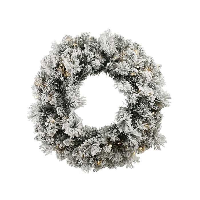 CHRISTMAS MONTANA SNOWY WREATH WITH 50 LED MEDIUM