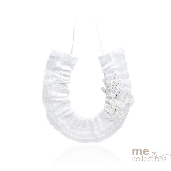 Wedding Charm Satin Horseshoe With Lace Flower In White