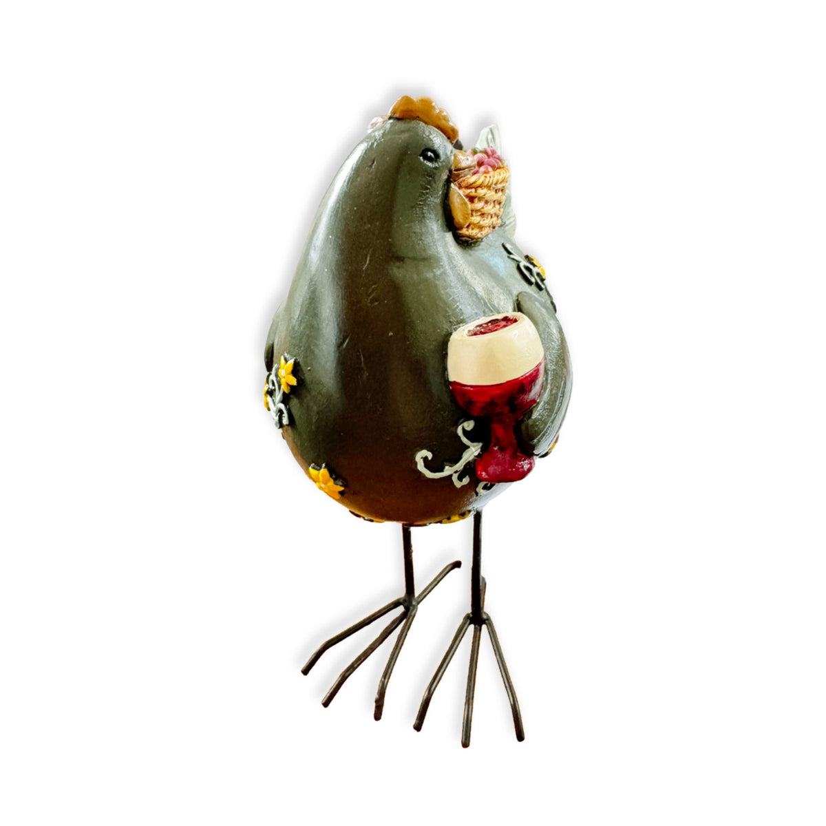 RESIN CHICKEN FIGURINE RHONDA "RED RED WINE"