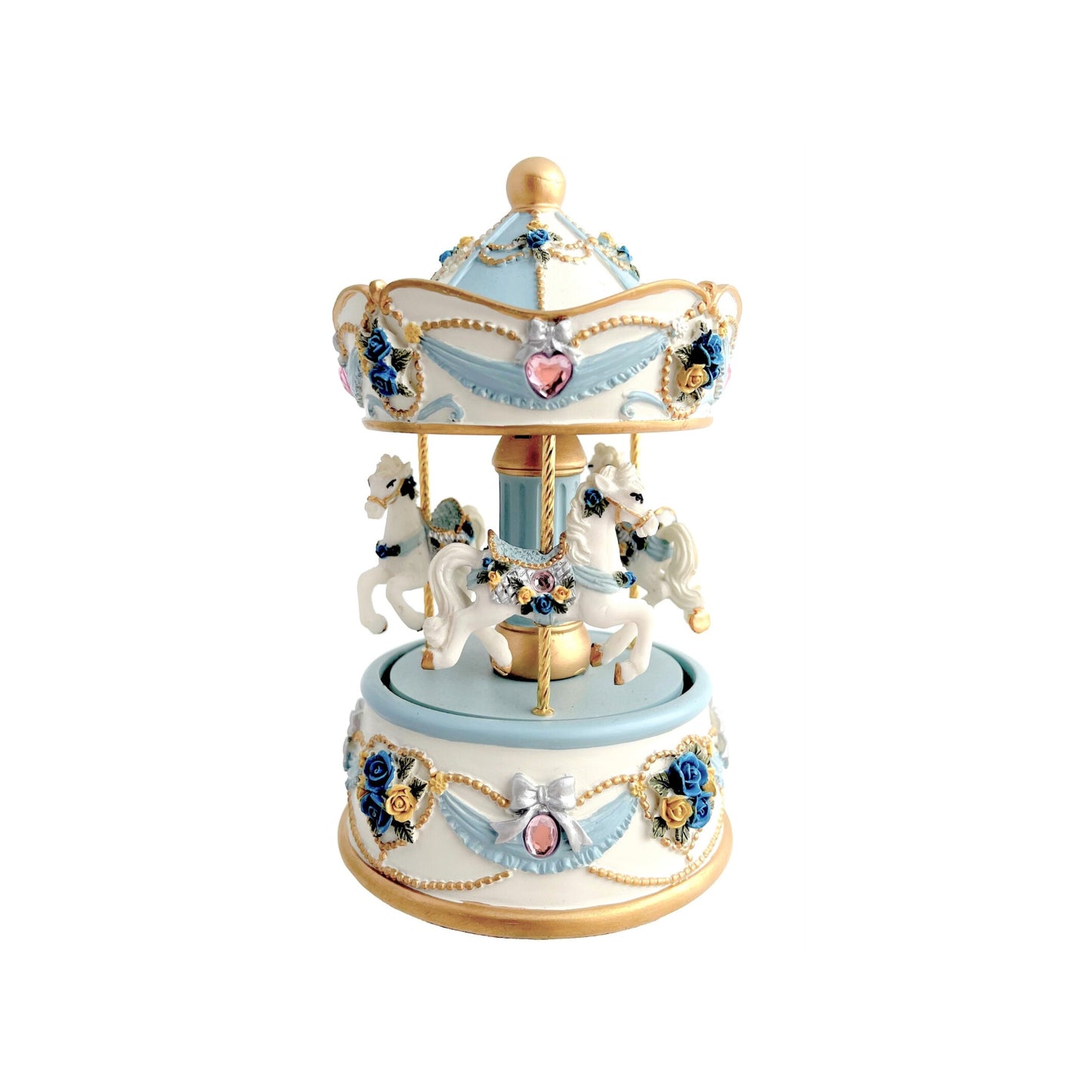 Musical Carousel 3 Horse Blue Petite