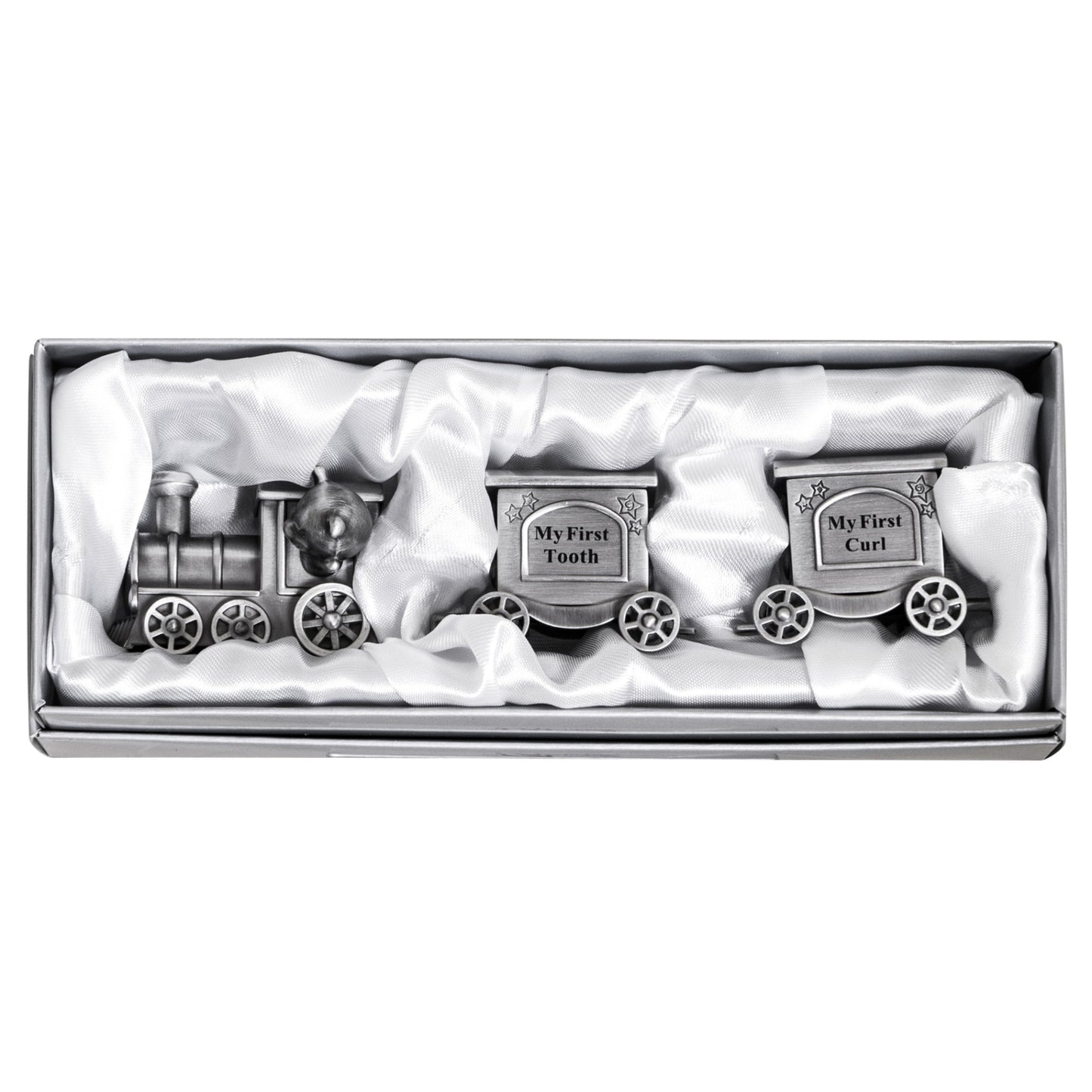MINI TRAIN FIRST TOOTH & CURL CARRIAGE PEWTER FINISH