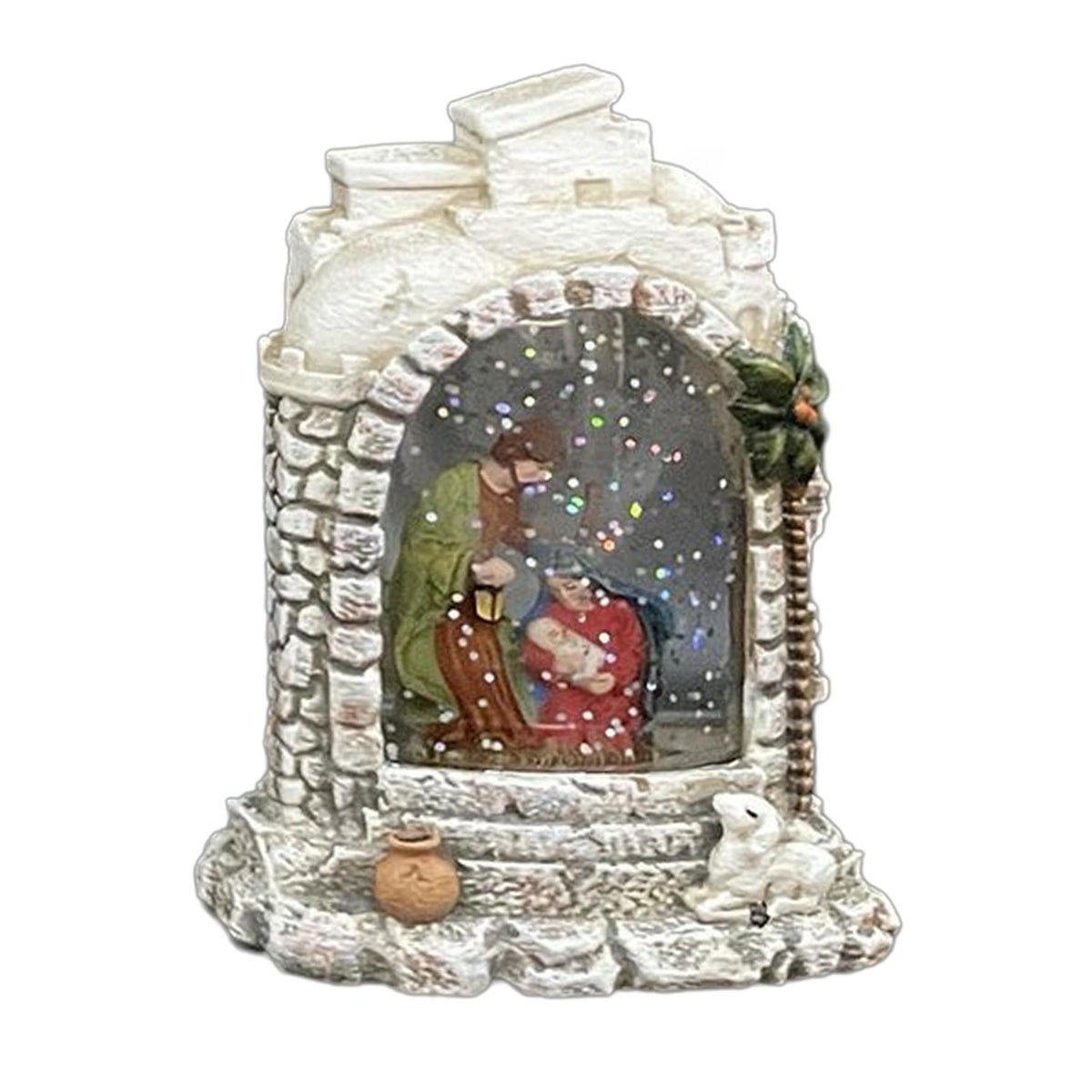 Christmas Glitter Lamp With LED Lights Nativity Scene