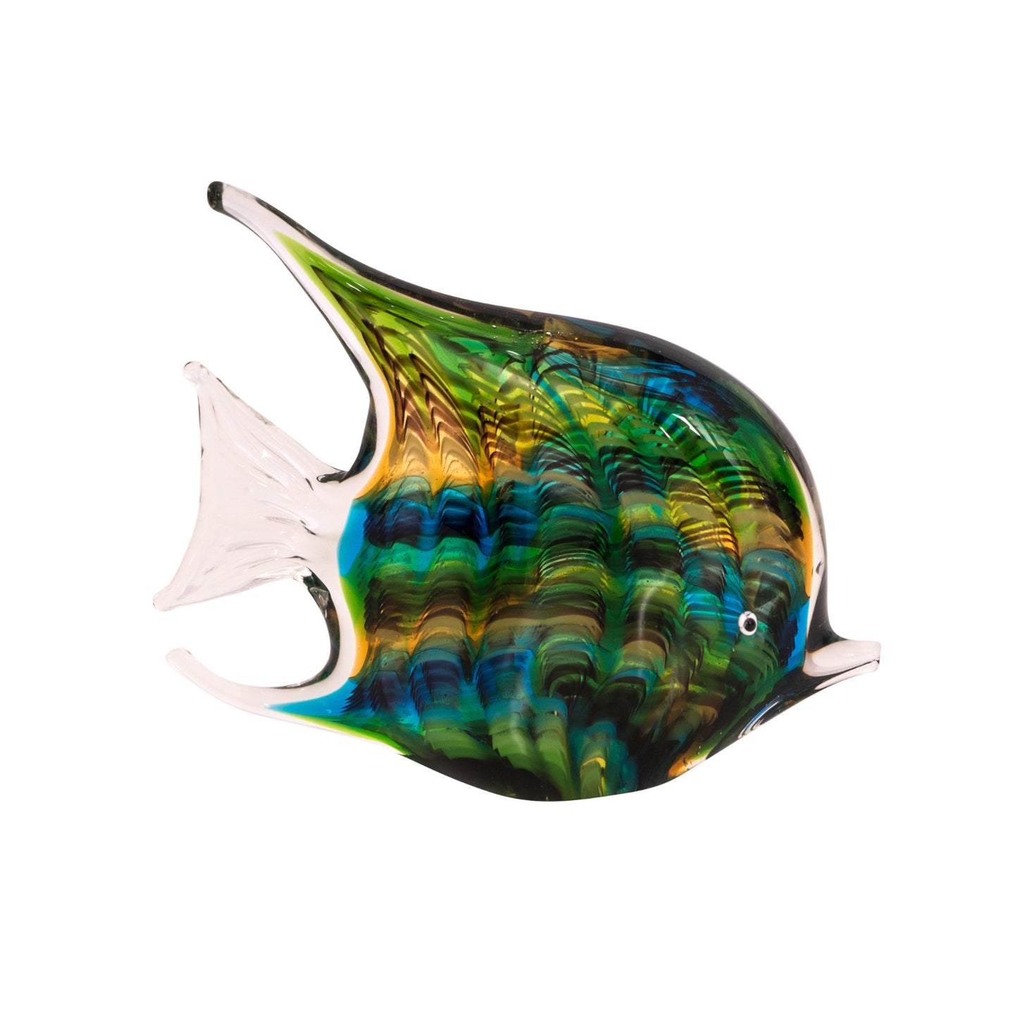 ZIBO ART GLASS FISH GREEN HOLA