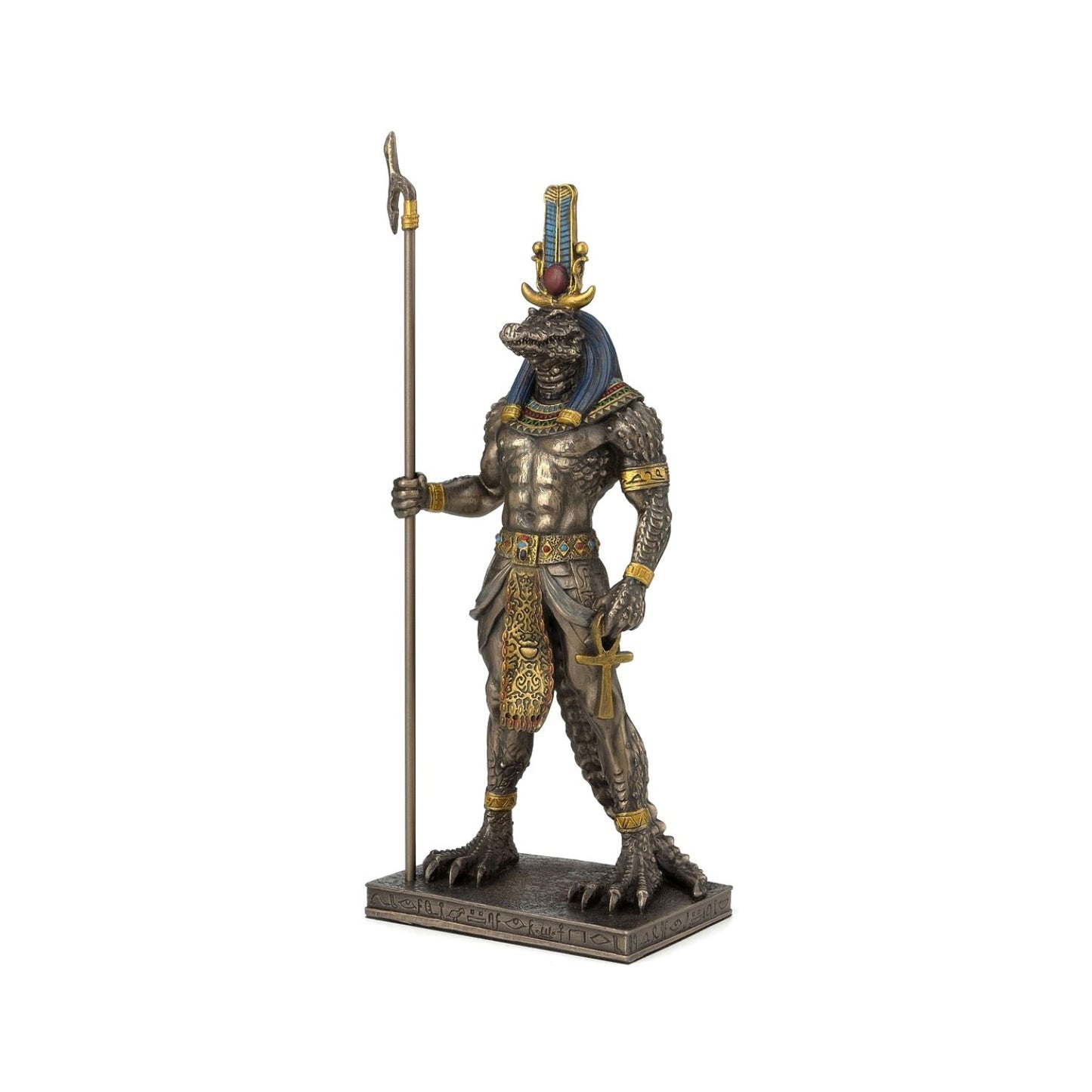 VERONESE DESIGNS BRONZE EGYPTIAN SOBEK GOD OF POWER & STRENGTH FIGURINE