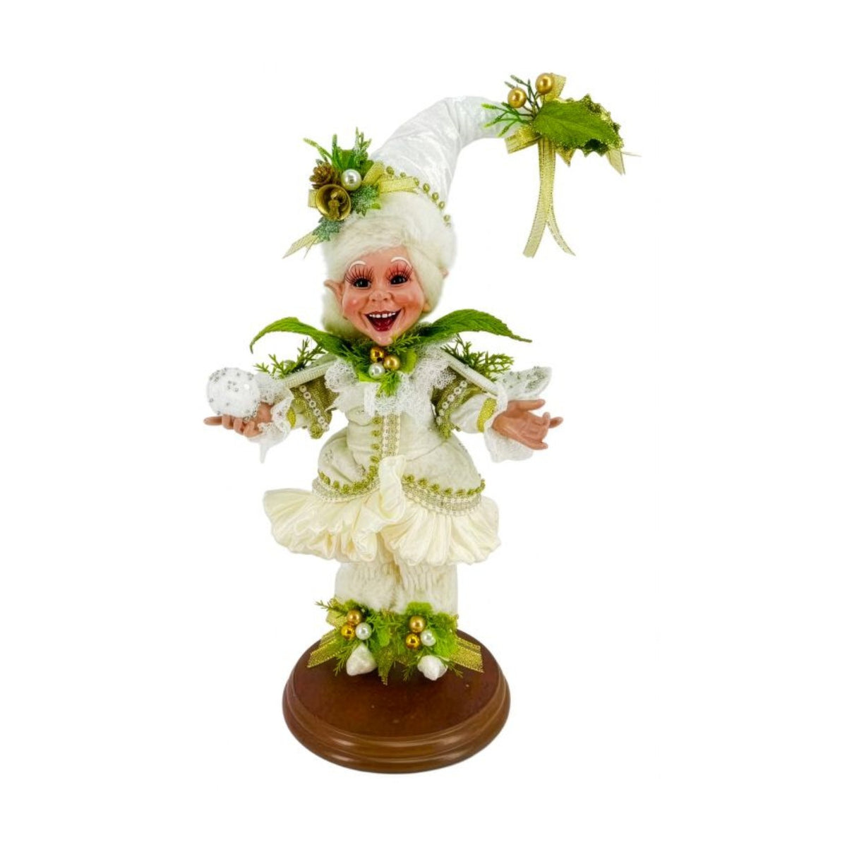 MARK ROBERTS CHRISTMAS SNOW BELLE ELF ON BASE SMALL