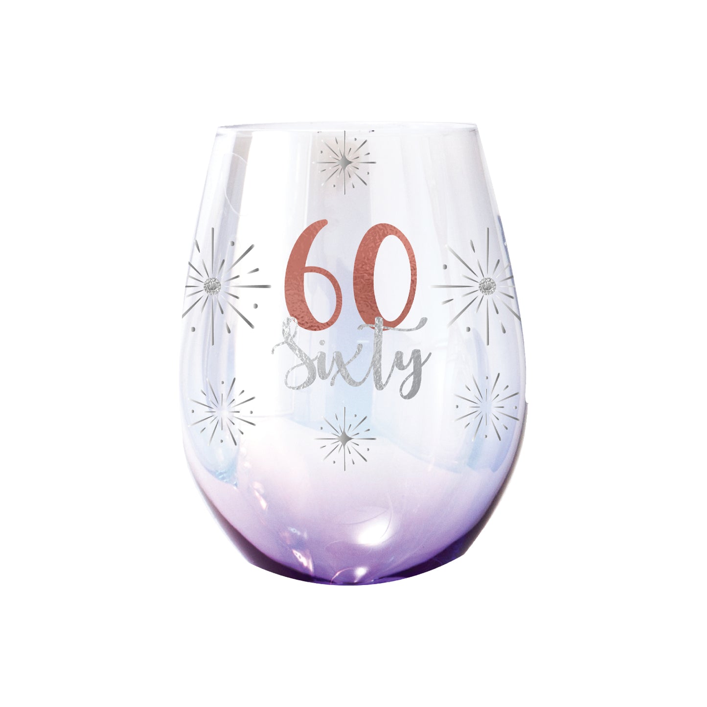 Birthday Stemless Wine Glass Holographic 60th
