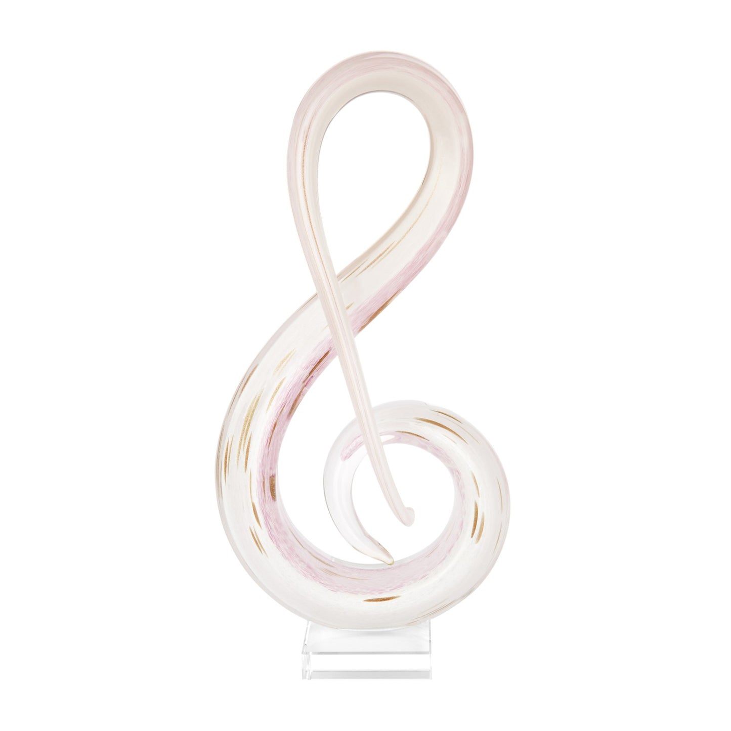 ZIBO ART GLASS SWIRL TREBLE CLEF PINK