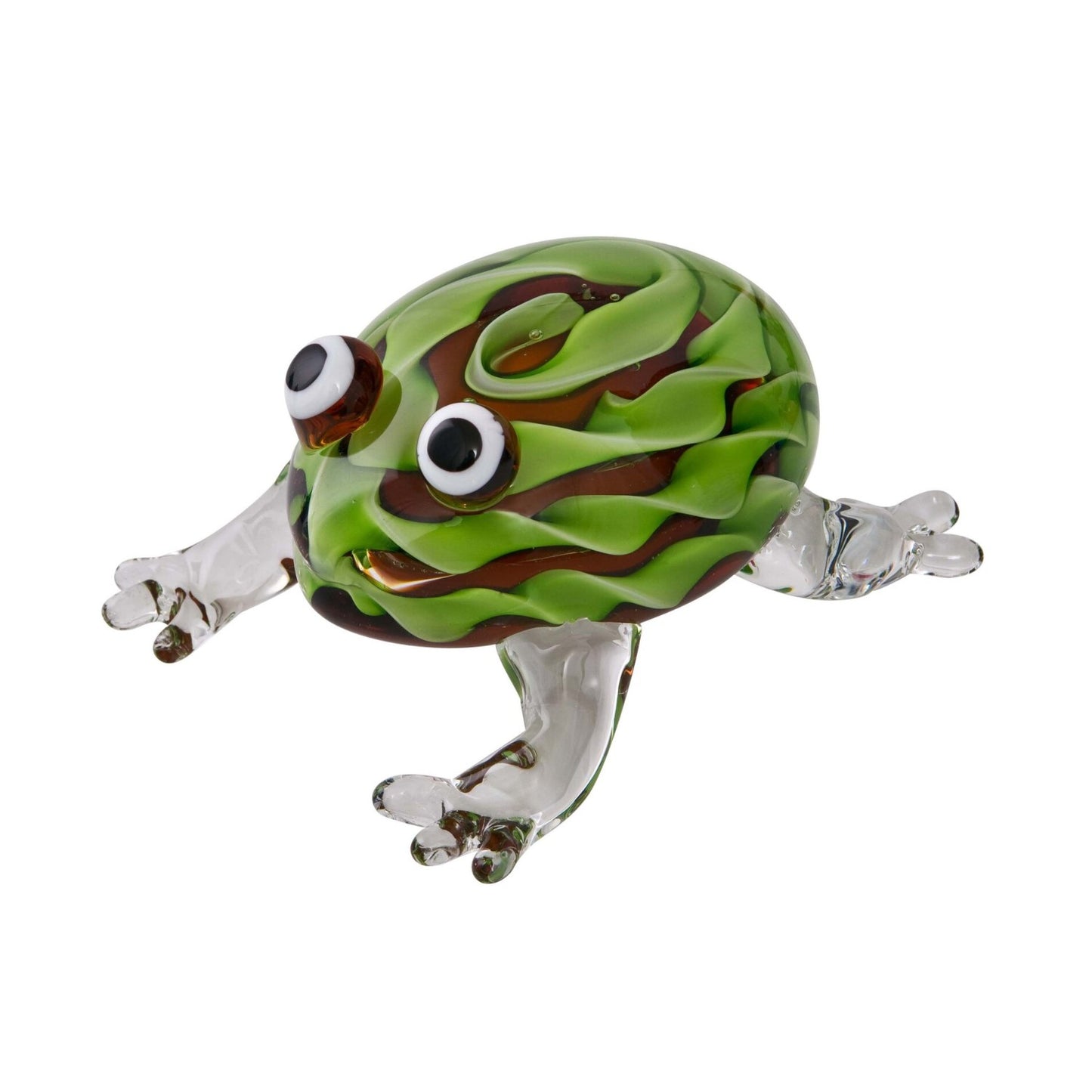 ZIBO ART GLASS FROG GREEN WITH CLEAR LEGS