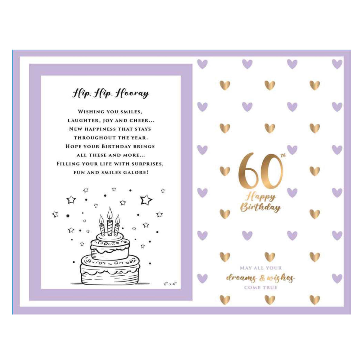 Birthday Photo Frame Glass Sweet Hearts 60th
