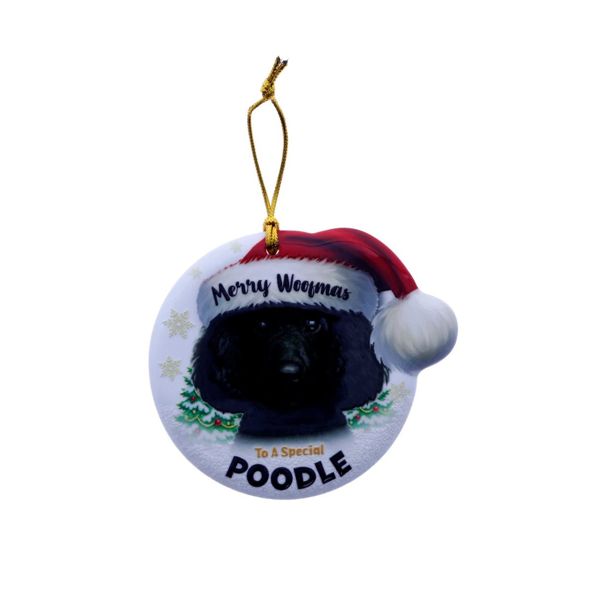 Christmas Sentiment Ceramic Plaque Dog Poodle Black