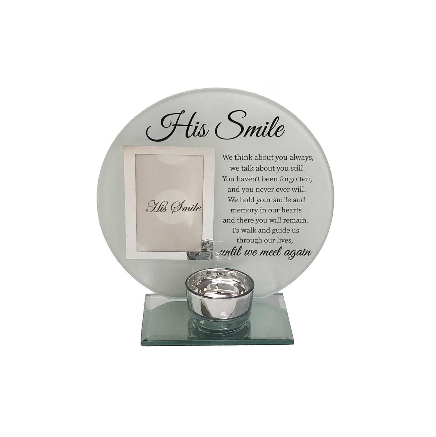 MEMORIAL GLASS VERSE PHOTO FRAME HIS SMILE