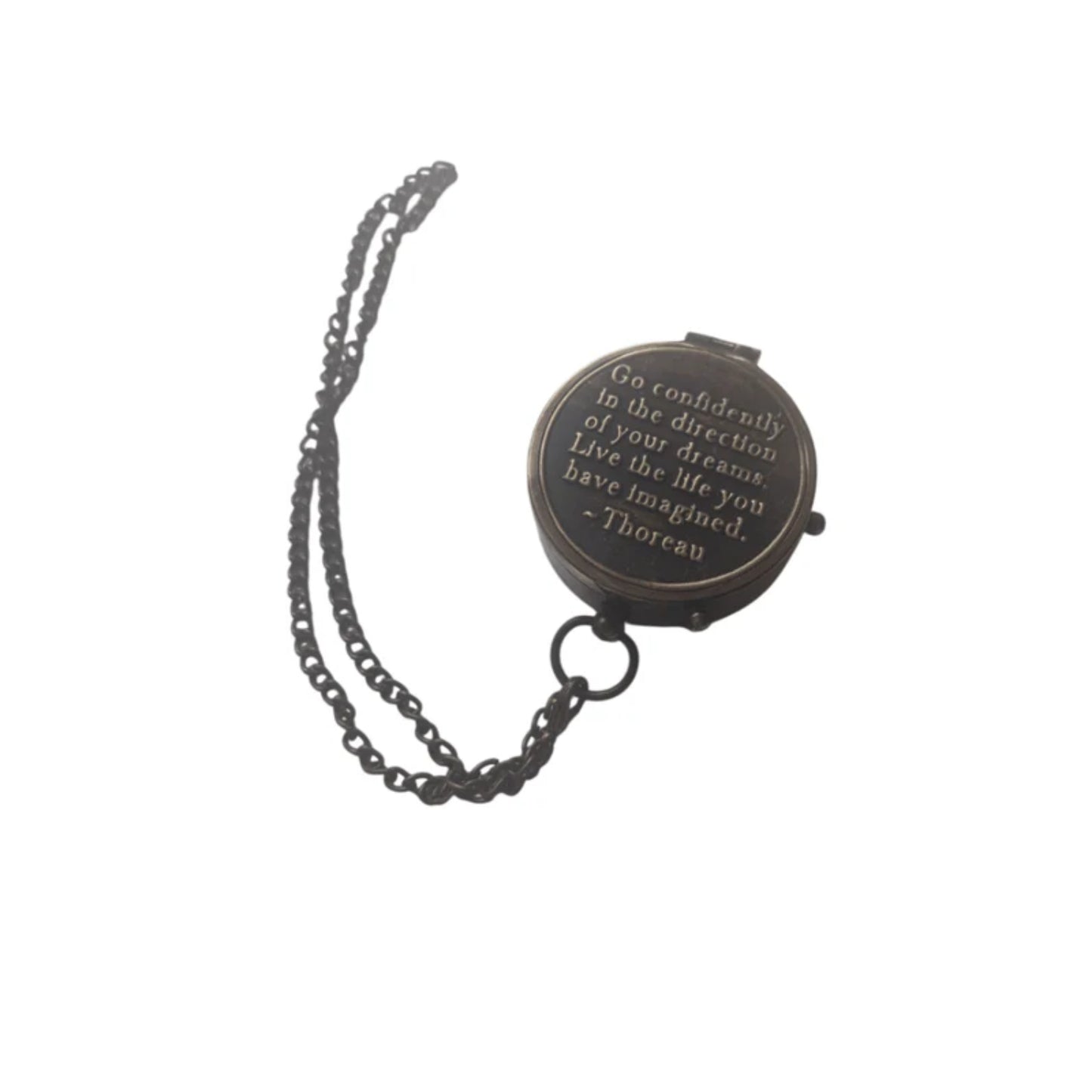 Brass Compass With Message "Go Confidently in the Direction of Your Dreams"
