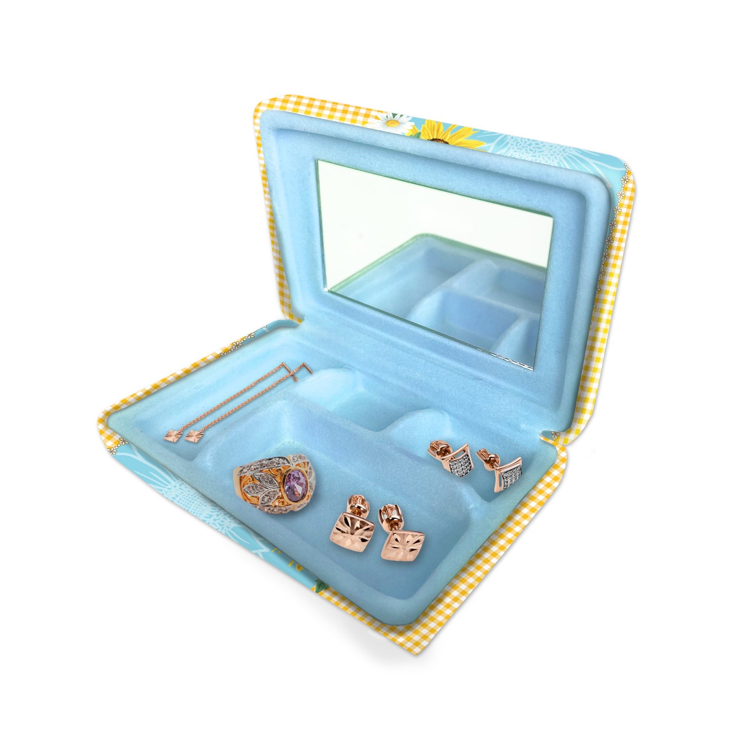 Lisa Pollock Small Jewellery Case With Gold Foiling Sunny Country Cow