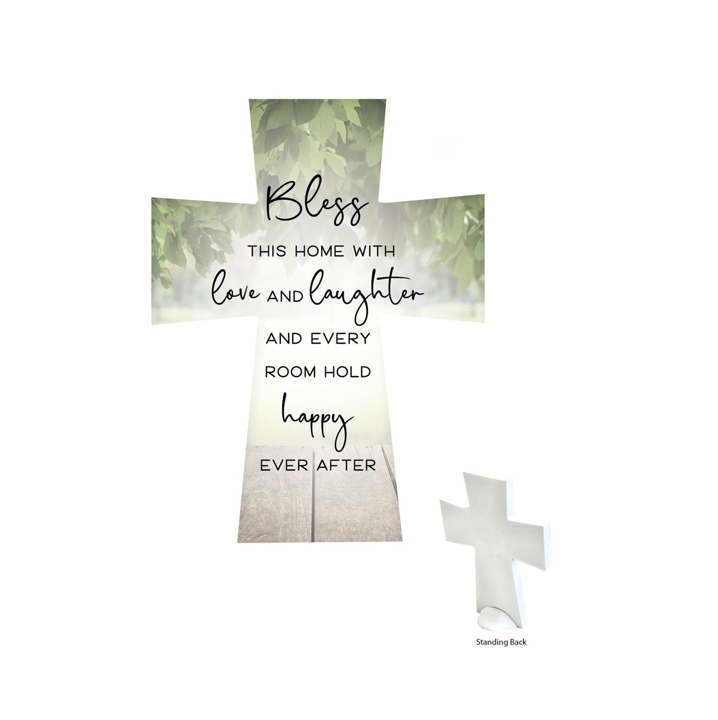 CERAMIC STANDING CROSS BLESS THIS HOUSE