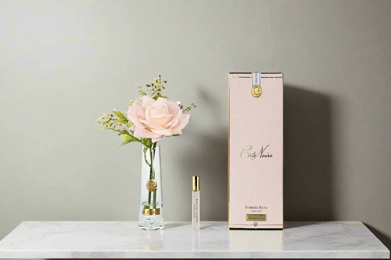 Cote Noire Summer Rose Champagne Pink In Clear Glass With Gold Badge