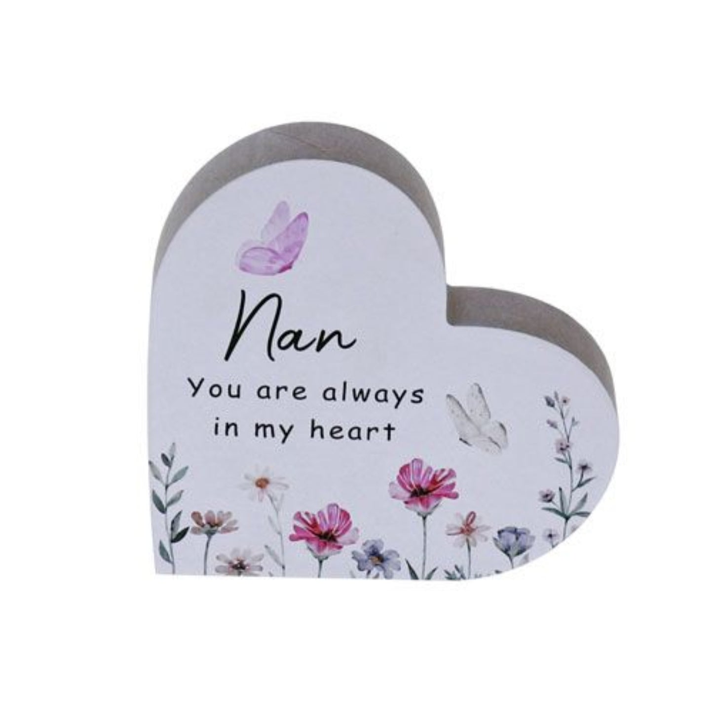 FLORAL HEART PLAQUE MDF WOOD NAN