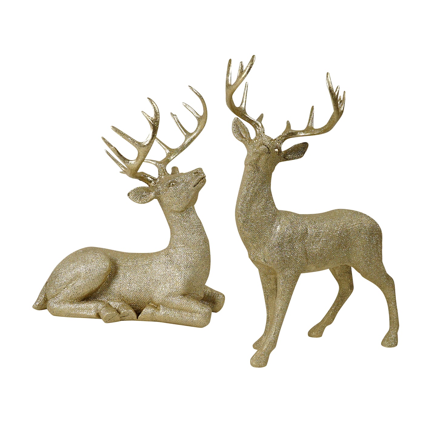 CHRISTMAS RESIN CHAMPAGNE DEER SET OF 2