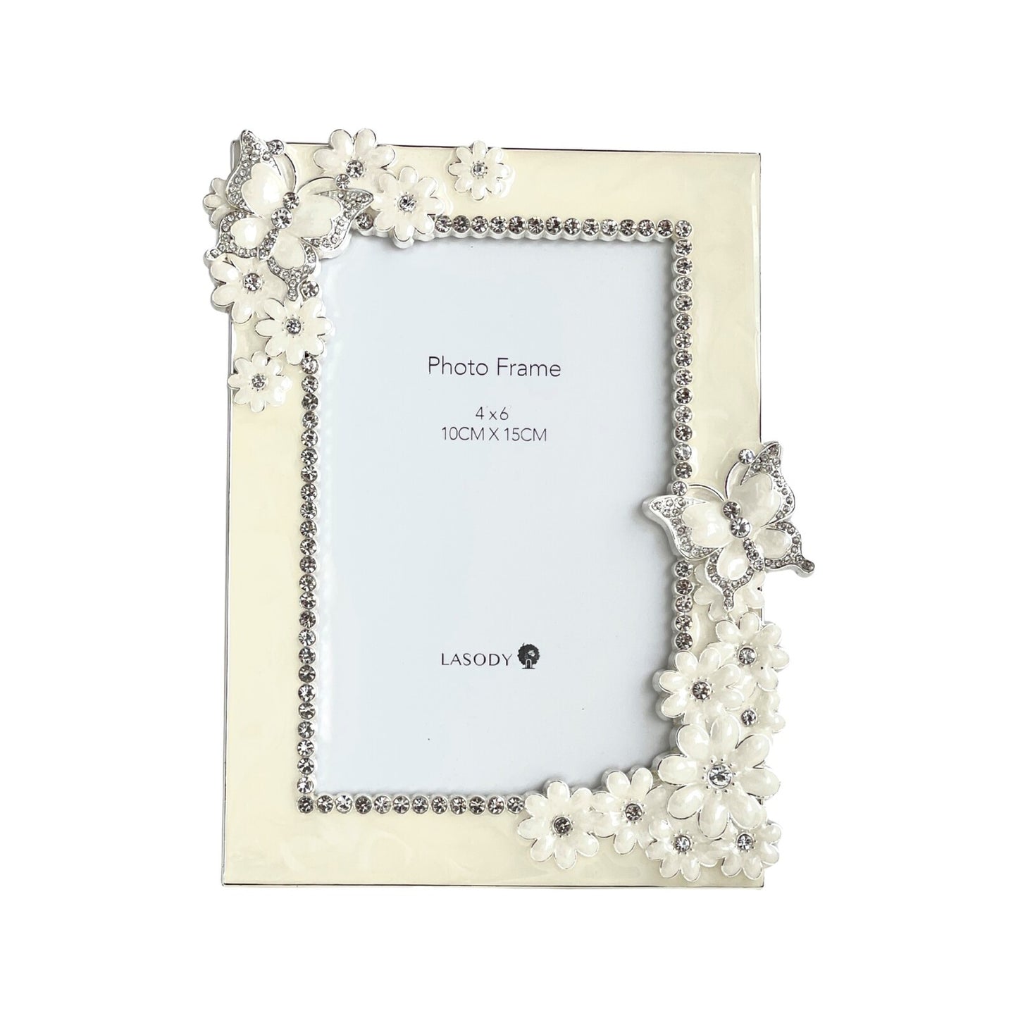 Photo Frame Epoxy Butterfly & Flowers Ivory Colour 4x6