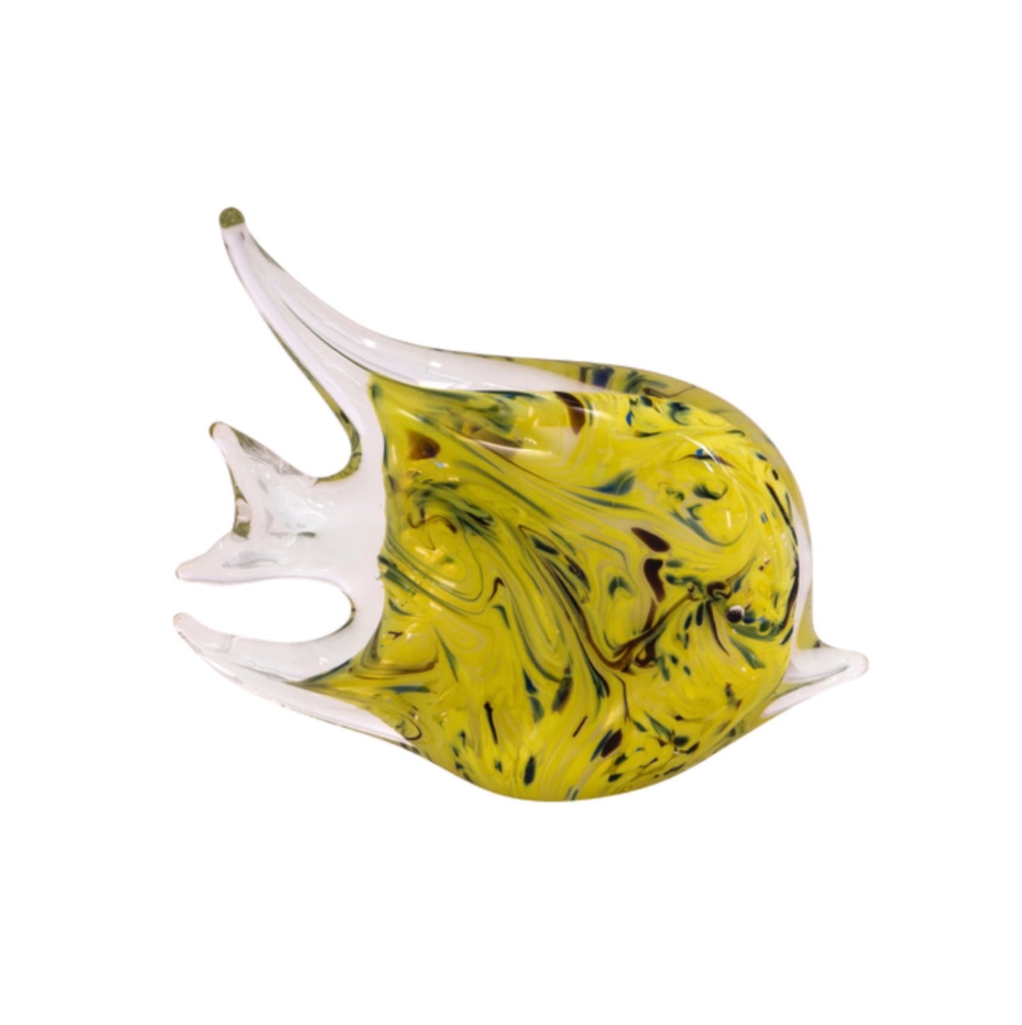 ZIBO ART GLASS YELLOW FISH HOLA