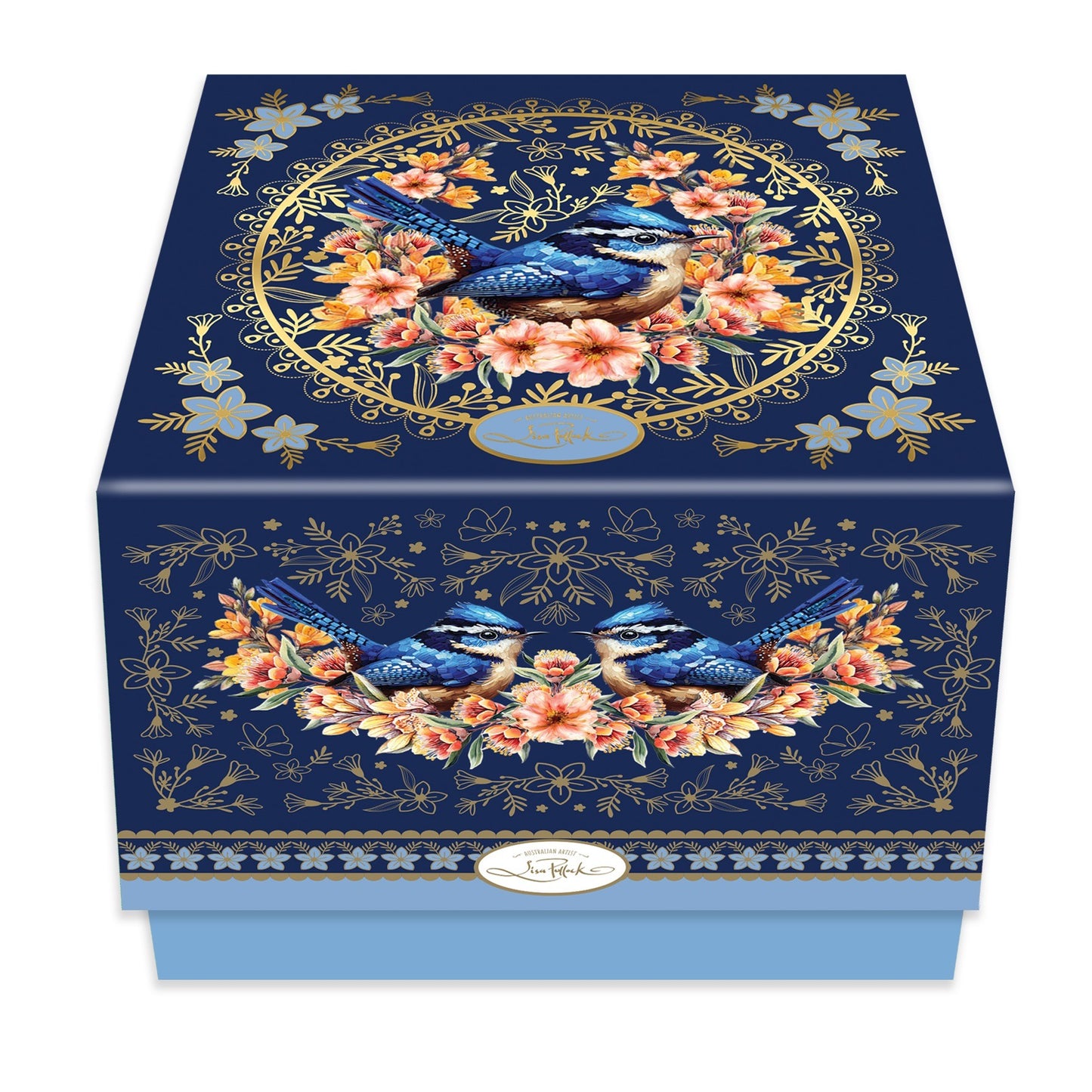 Lisa Pollock Ceramic Cup In Gift Box Blue Wrens