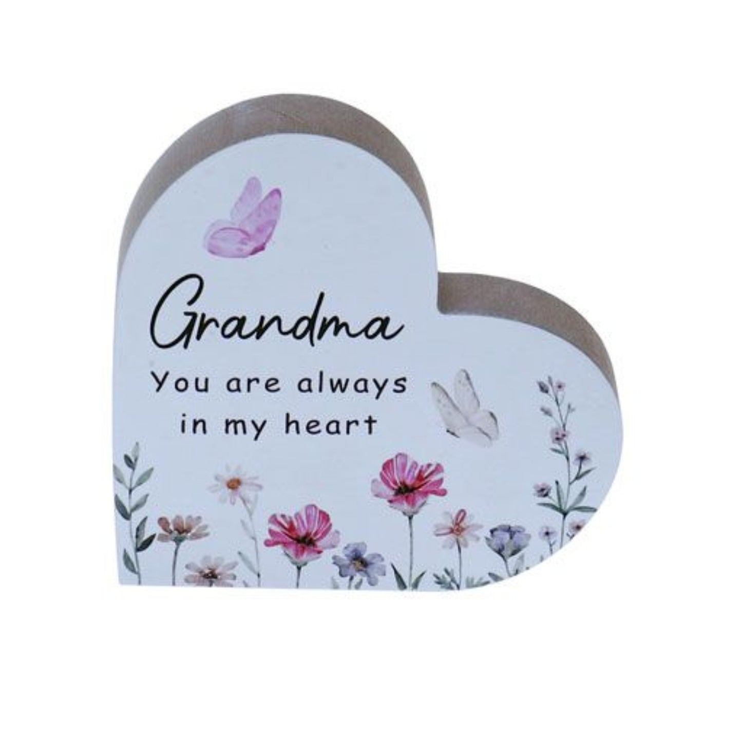 FLORAL HEART PLAQUE MDF WOOD GRANDMA