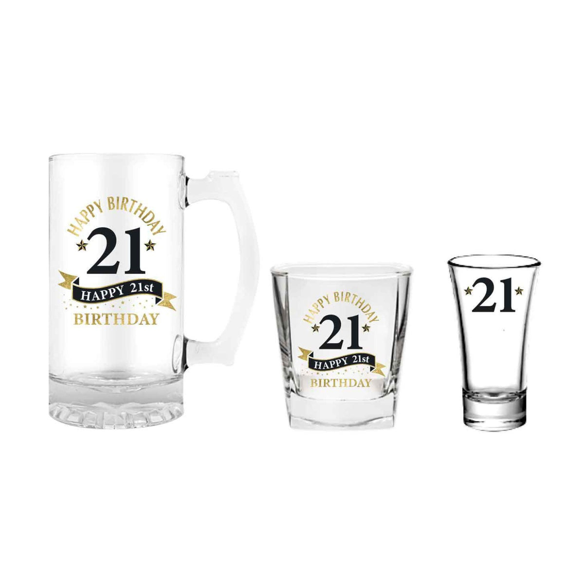 STEIN WHISKY AND SHOT SET 21ST BIRTHDAY