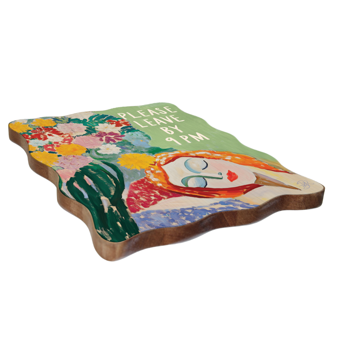 WOODEN ARTWORK "PLEASE LEAVE BY 9PM" LARGE