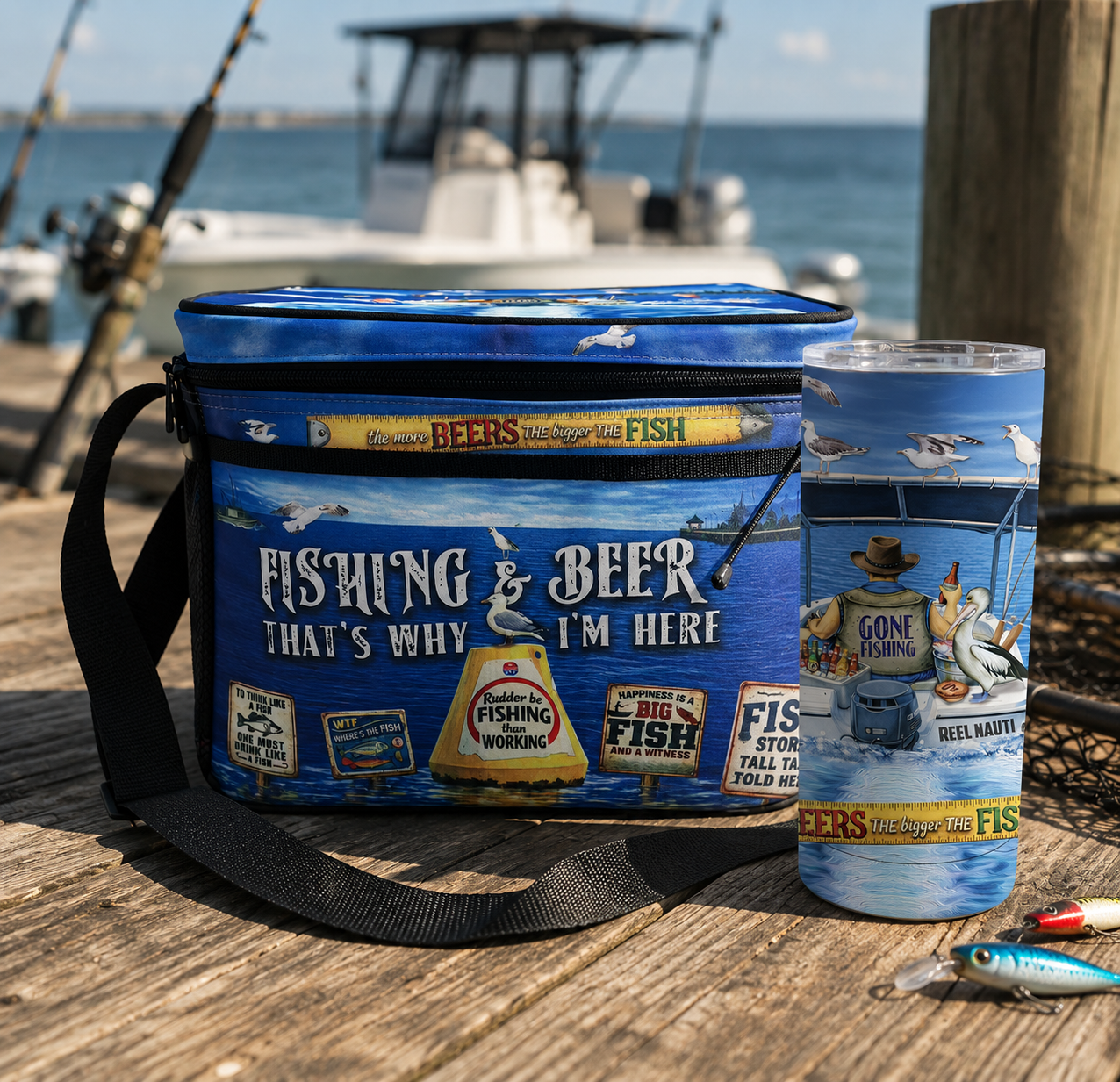 Lisa Pollock Cooler Bag "Fishing & Beer"