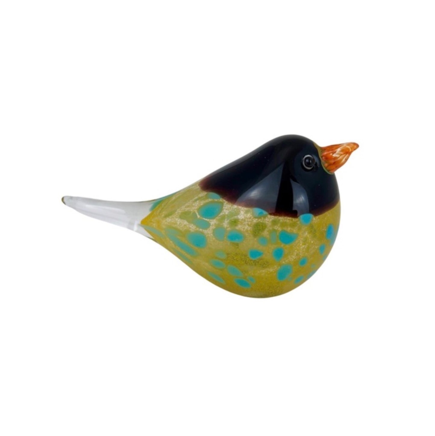 ZIBO ART GLASS YELLOW & BLACK BIRD