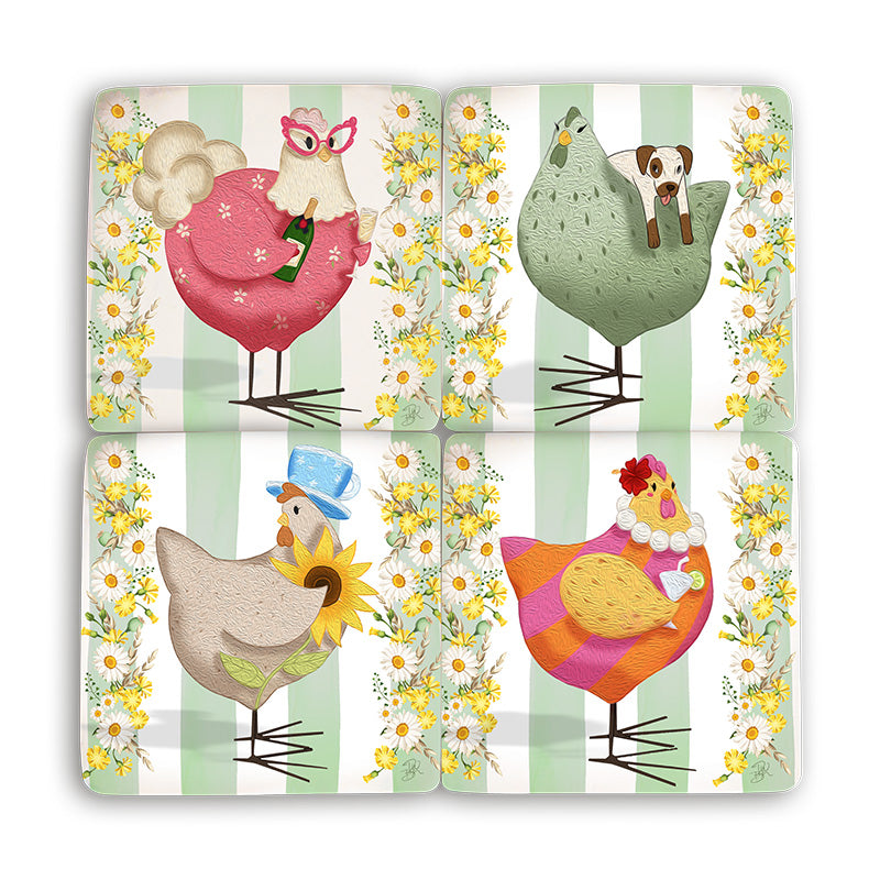 RESIN COASTER SET OF 4 'HENHOUSE'