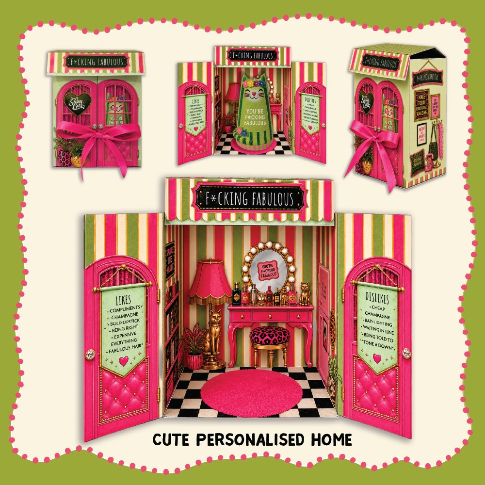 Resin Decor Cat In Gift Box Fabulous Yes I Am Design