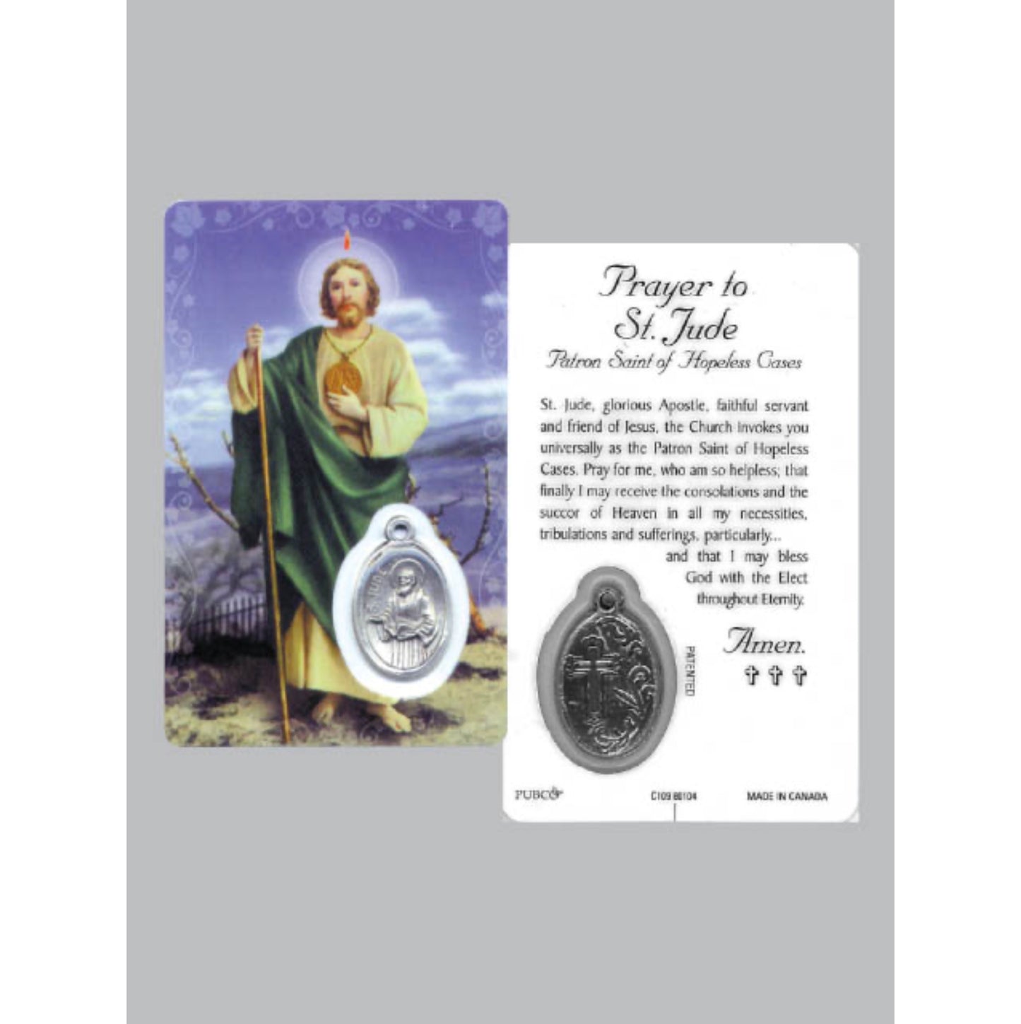 Laminated Window Prayer Card & Charm Saint Jude